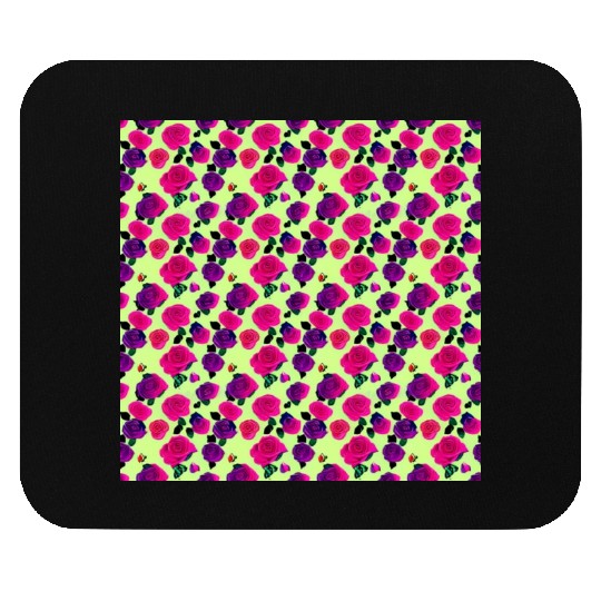 Purple Pink roses yellow background Mouse Pads