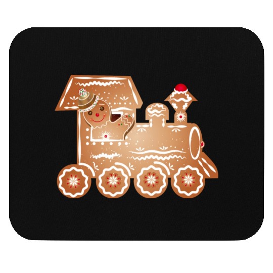 Gingerbread man as a train driver on the train Mouse Pads