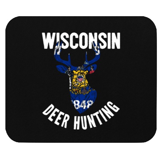 Wisconsin Deer Hunting Buck Stag Hunter Mouse Pads