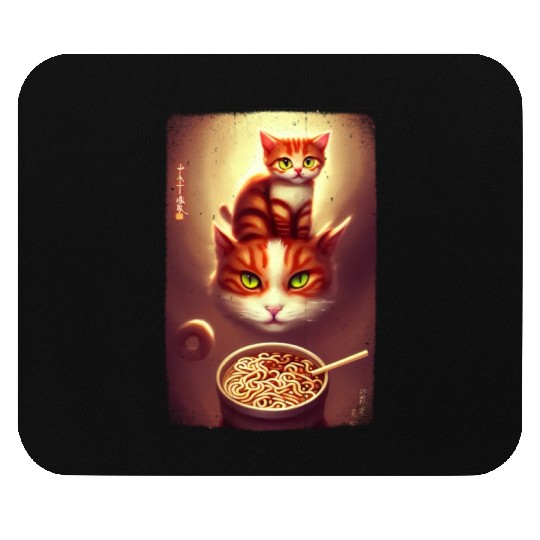 kawaii Japanese cat ramen noodles bowl Mouse Pads