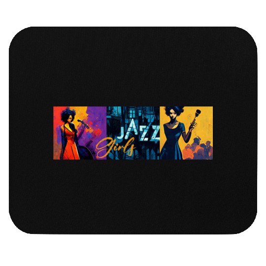 Jazz girls, jazz painting with beautiful girls, in Mouse Pads
