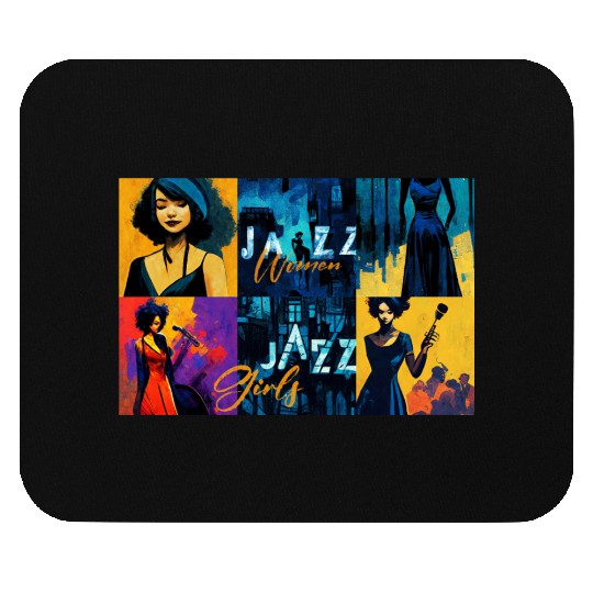 Jazz girls, jazz painting with beautiful girls, in Mouse Pads