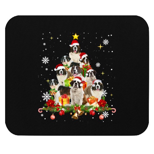 Saint Bernard Christmas Tree Funny Christmas Mouse Pads