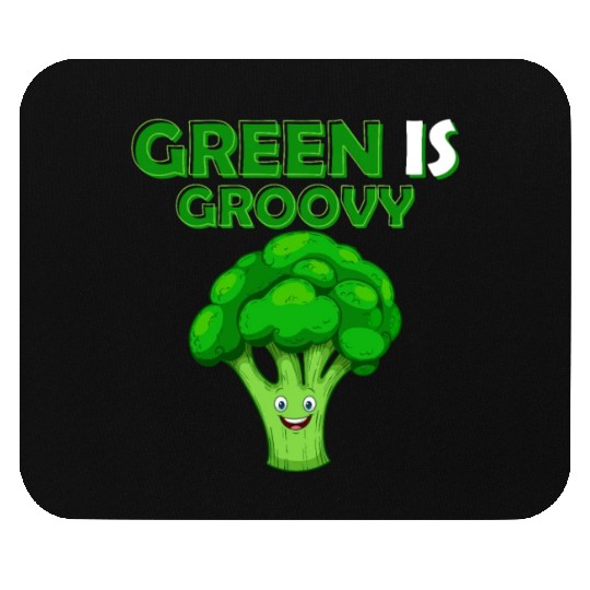 Green Is Groovy Vegetable Broccoli Mouse Pads