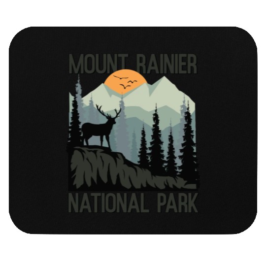 Mount Rainier National Park Mountains Deer Mouse Pads