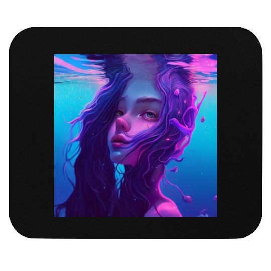 Purple mermaid underwater Mouse Pads