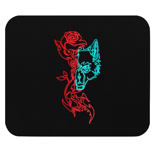 Wolf and Rose Mouse Pads
