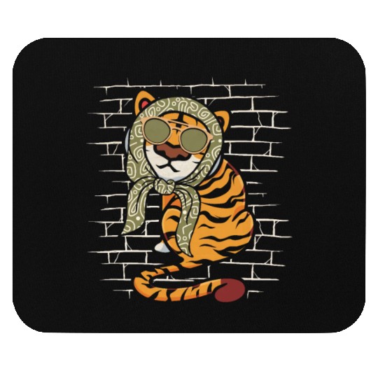Tiger Sunglasses Scarf Mouse Pads