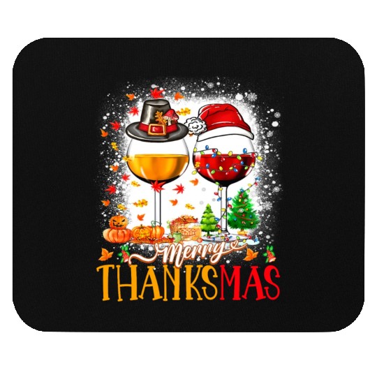 Merry Thanksmas Santa Hat Thanksgiving Christmas Mouse Pads