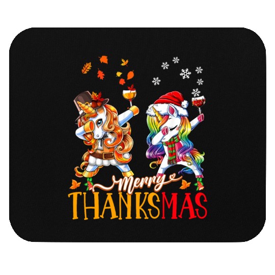 Merry Thanksmas funny unicorn Thanksgiving xmas Mouse Pads