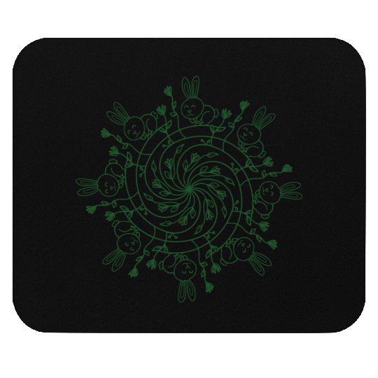 Green rabbit line art Mouse Pads