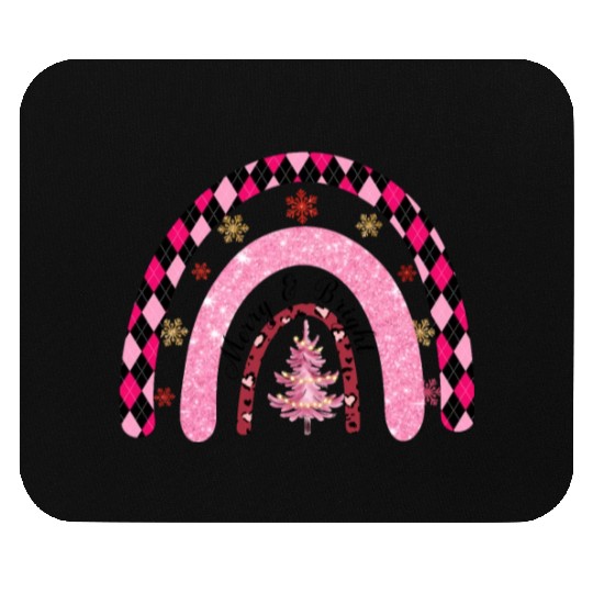 Xmas Christmas Merry and Bright Snowflakes Mouse Pads