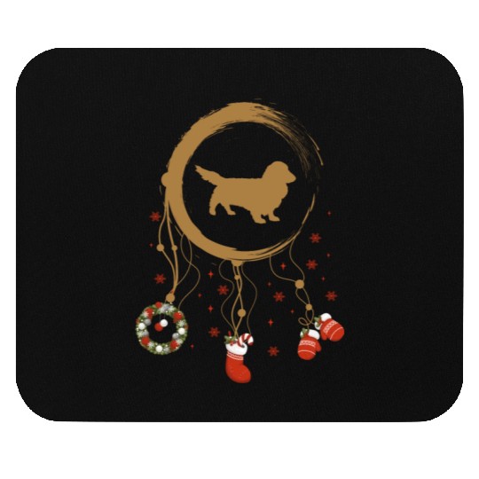 dog dreamcatcher Christmas Long haired Dachshund Mouse Pads