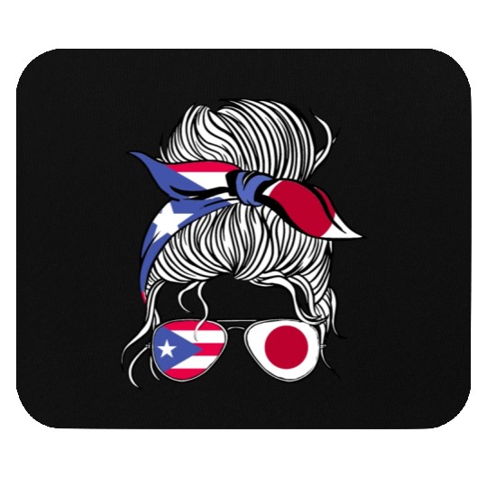Puerto Rico Flag Japan Grown Women Girl Country Mouse Pads