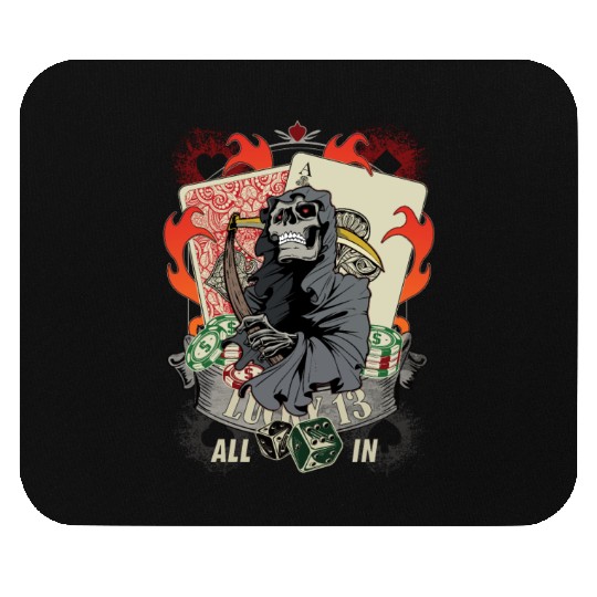 All in Poker Lucky 13 Skull gift Mouse Pads