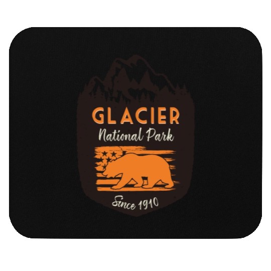 Glacier National Park US Flag Grizzly Bear Mouse Pads