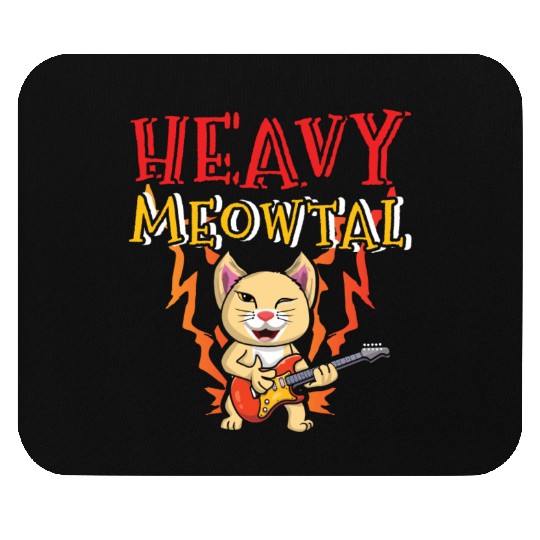 Kawaii Cat Heavy Meow Metal Music Lover Guitar Mouse Pads