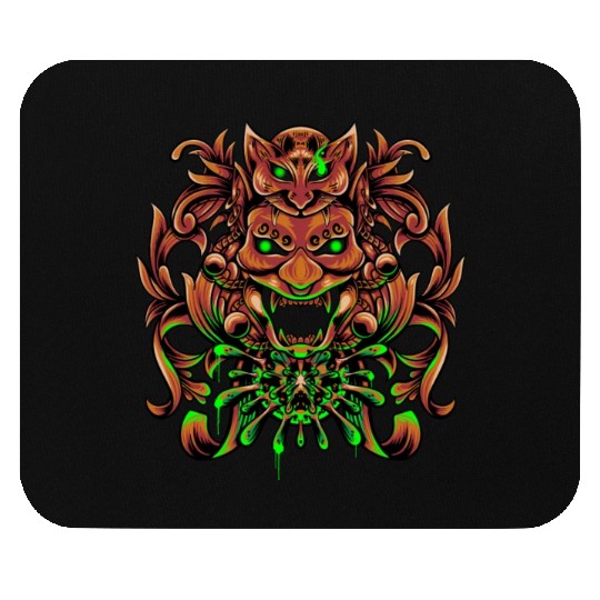 Bronze Neon Oni Mask Mouse Pads