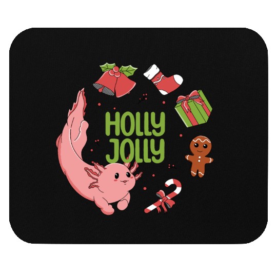 Holly Jolly Axolotl Mouse Pads