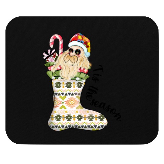 Tis the season Santa In Christmas Stocking Mouse Pads