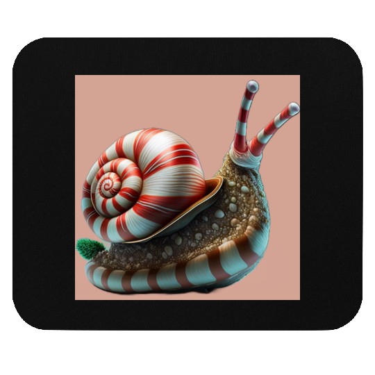 Candy Cane Christmas red and white striped Snail Mouse Pads
