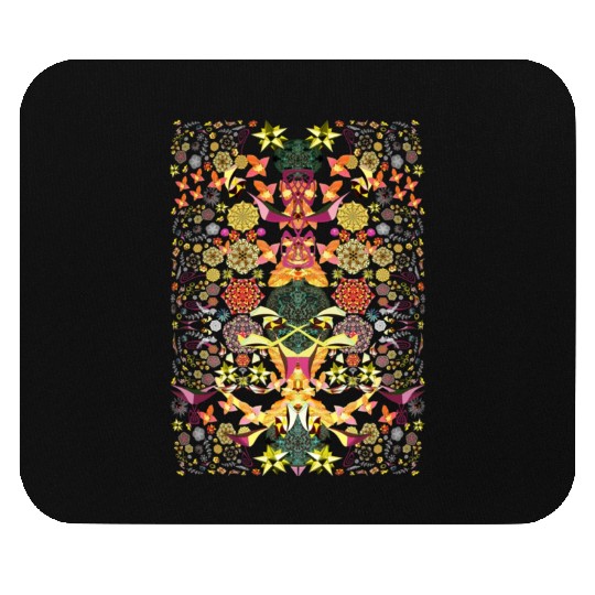BLACK LIGHT JUNGLE OF JOY 7 Fitted V Neck Mouse Pads