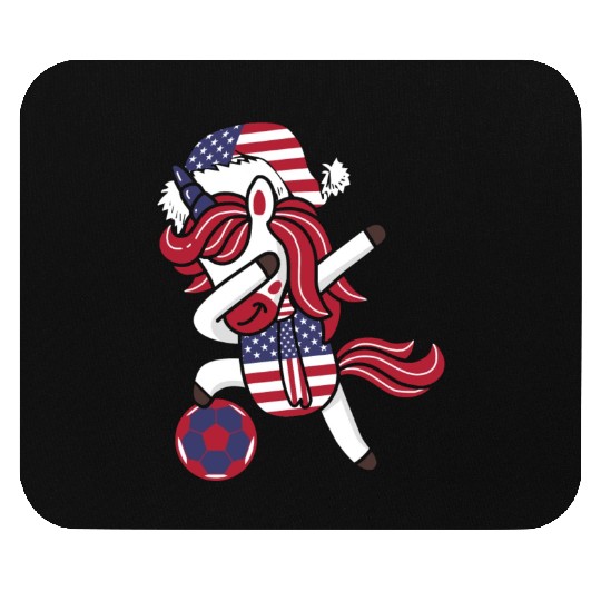 Soccer Girl Dabbing Unicorn Christmas Hat Scarf Mouse Pads