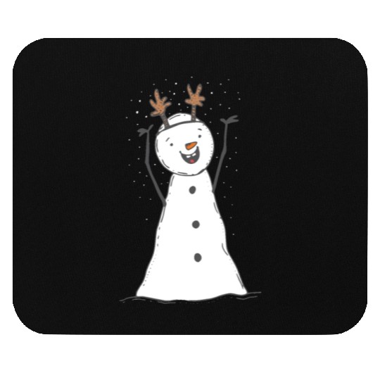 funny snowman with mustache and carrot Mouse Pads