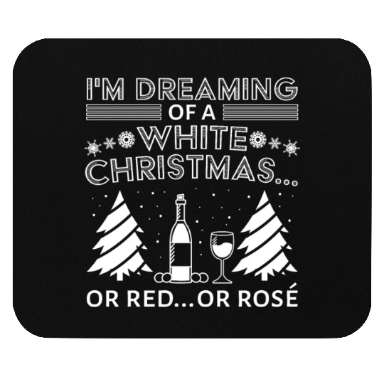 White Christmas Wine Merry Christmas Wine Glass Mouse Pads