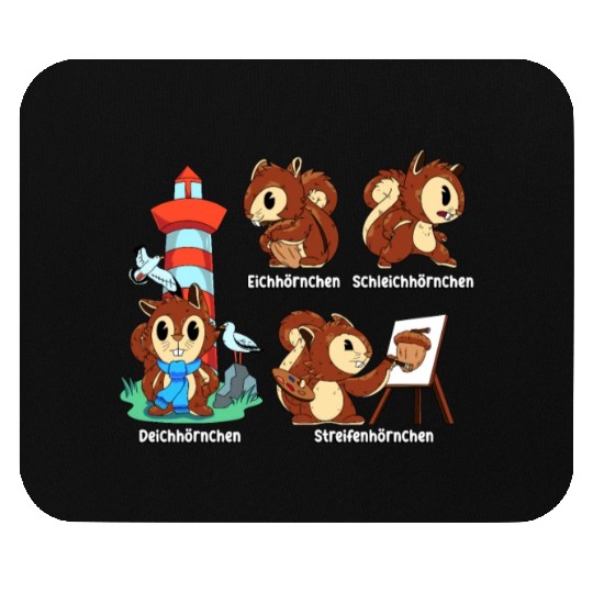 Nut Lover Wild Cute Squirrel Painting Walnut Shell Mouse Pads