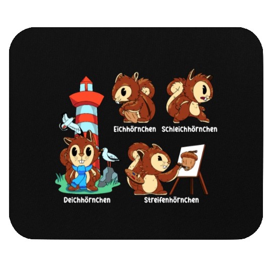 Nut Lover Wild Cute Squirrel Painting Walnut Shell Mouse Pads