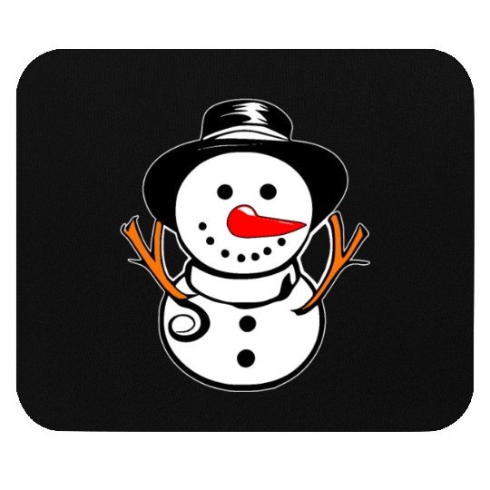 Cute Snowman With Carrot Nose And Hat Mouse Pads