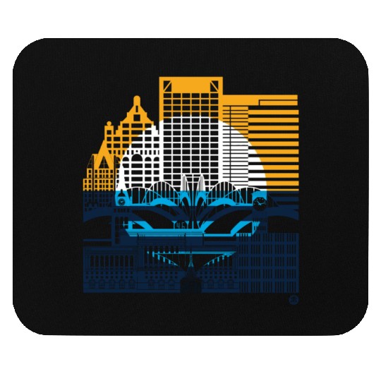 Milwaukee Skyline Squared Milwaukee Peoples Flag D Mouse Pads