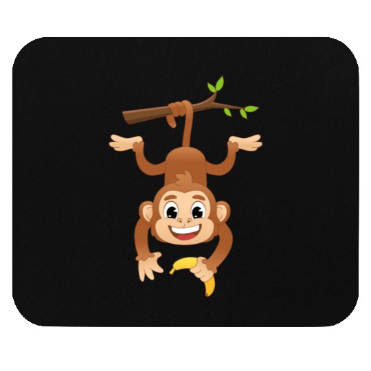 Monkey Holding Banana On Tree Primate Gorilla ape Mouse Pads