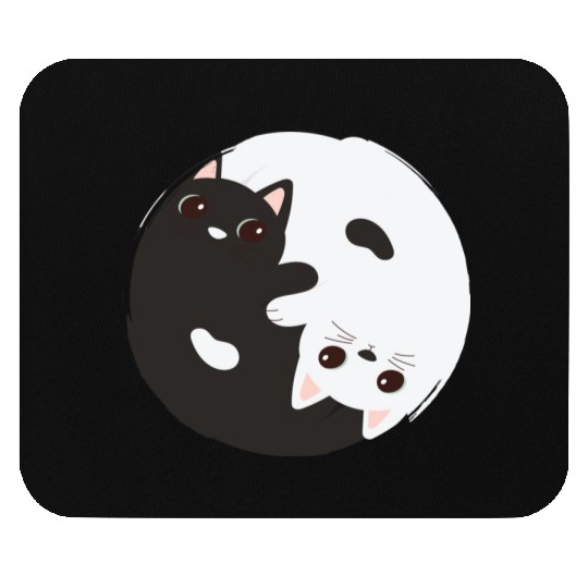 ying yang cat Mouse Pads