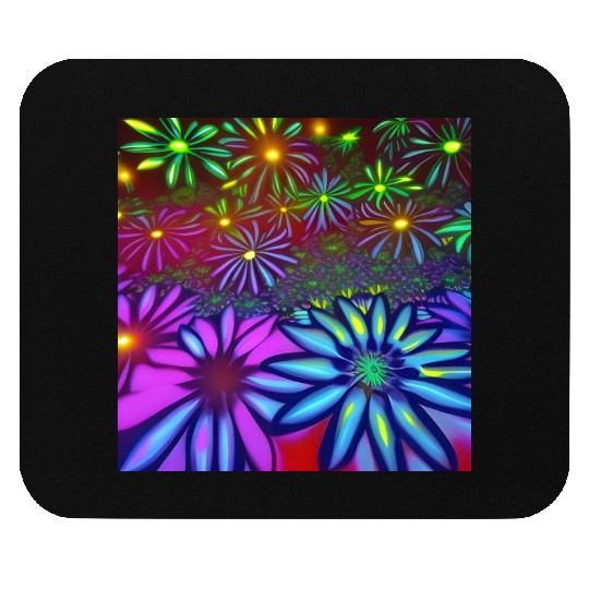 Psychedelic flowers Mouse Pads
