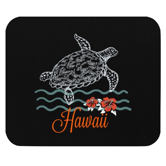 Hawaii Sea Turtle Hibiscus Flowers Souvenir Mouse Pads