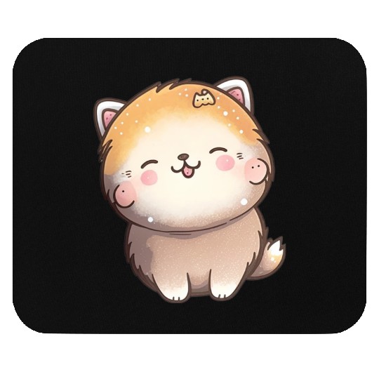Tiny happy puppy smiling Mouse Pads