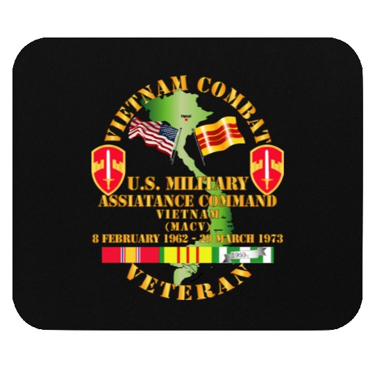 Army Vietnam Combat Veteran US Military Asst Cmd V Mouse Pads