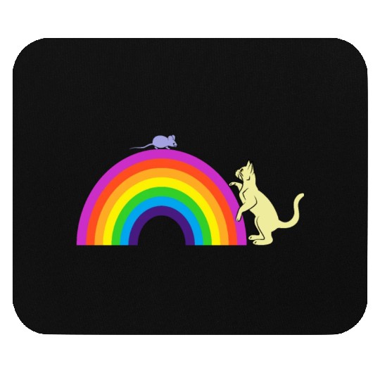 Kidcore Cat And Mouse Rat Rainbow Gift Idea Kids Mouse Pads