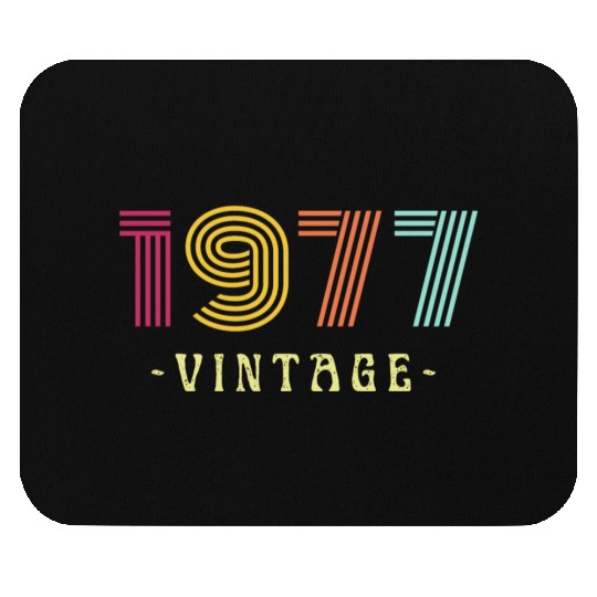 Neon Rainbow Retro Birthday Year Vintage 1977 Mouse Pads