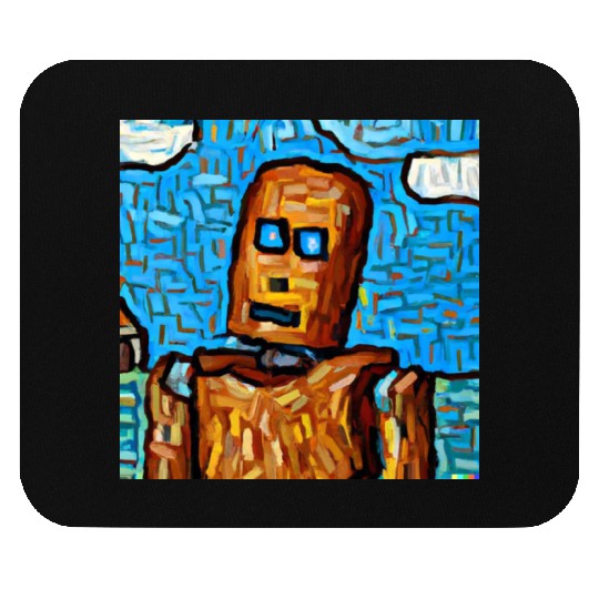 a van gogh painting of a cyberpunk robot 4 Mouse Pads