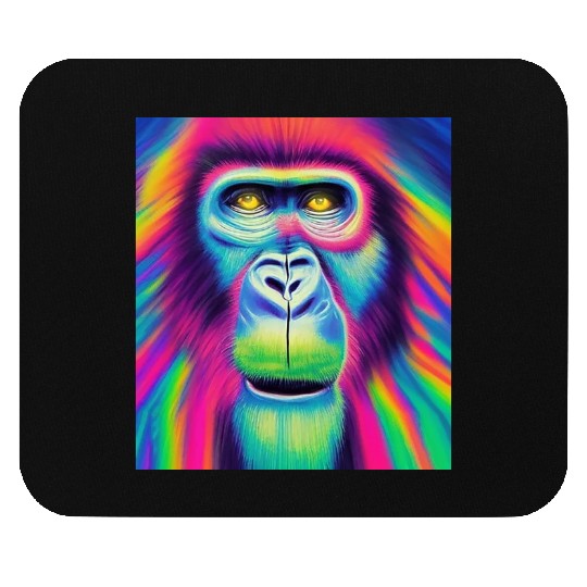 Rainbow monkey abstract portrait , vibrant colors Mouse Pads