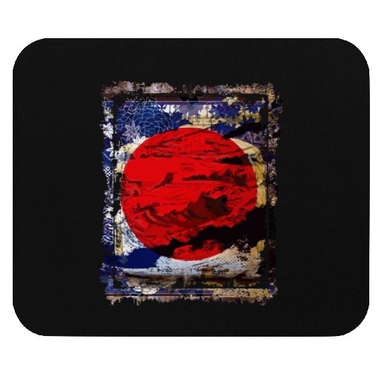 Japan Flag Red Circle Blue Mountain Collage Art 74 Mouse Pads