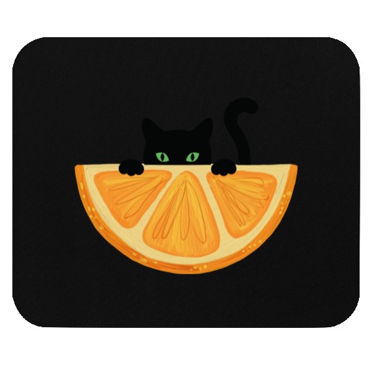 Are You see Me? Black Cat Hiding Behind Orange. Mouse Pads