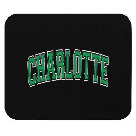 Charlotte Varsity Style Green Text Mouse Pads