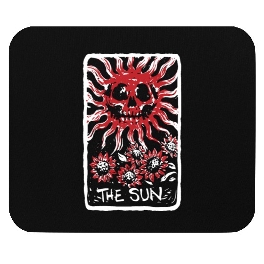 The Sun Blood Red Skeleton Skull Tarot Card Mouse Pads
