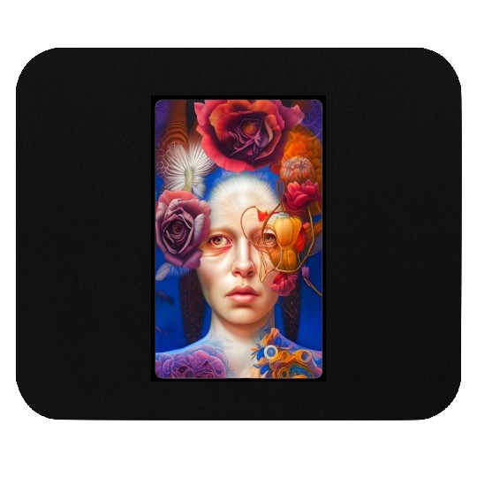 Painting Woman and flower Mouse Pads