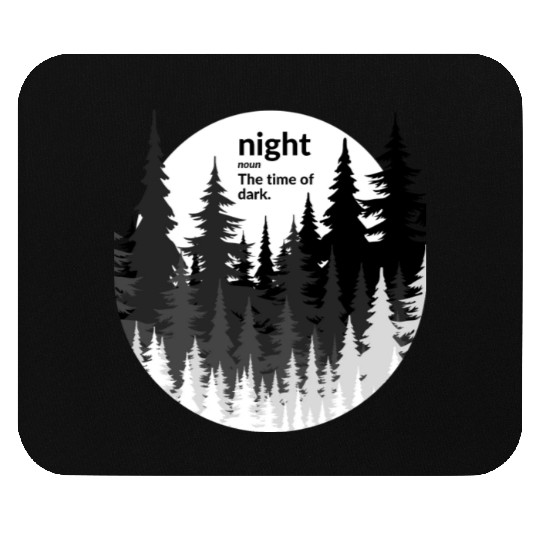 White and Black Night Forest Moon Mouse Pads