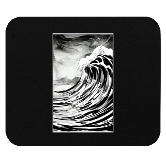 Black and White Dream Wave Mouse Pads